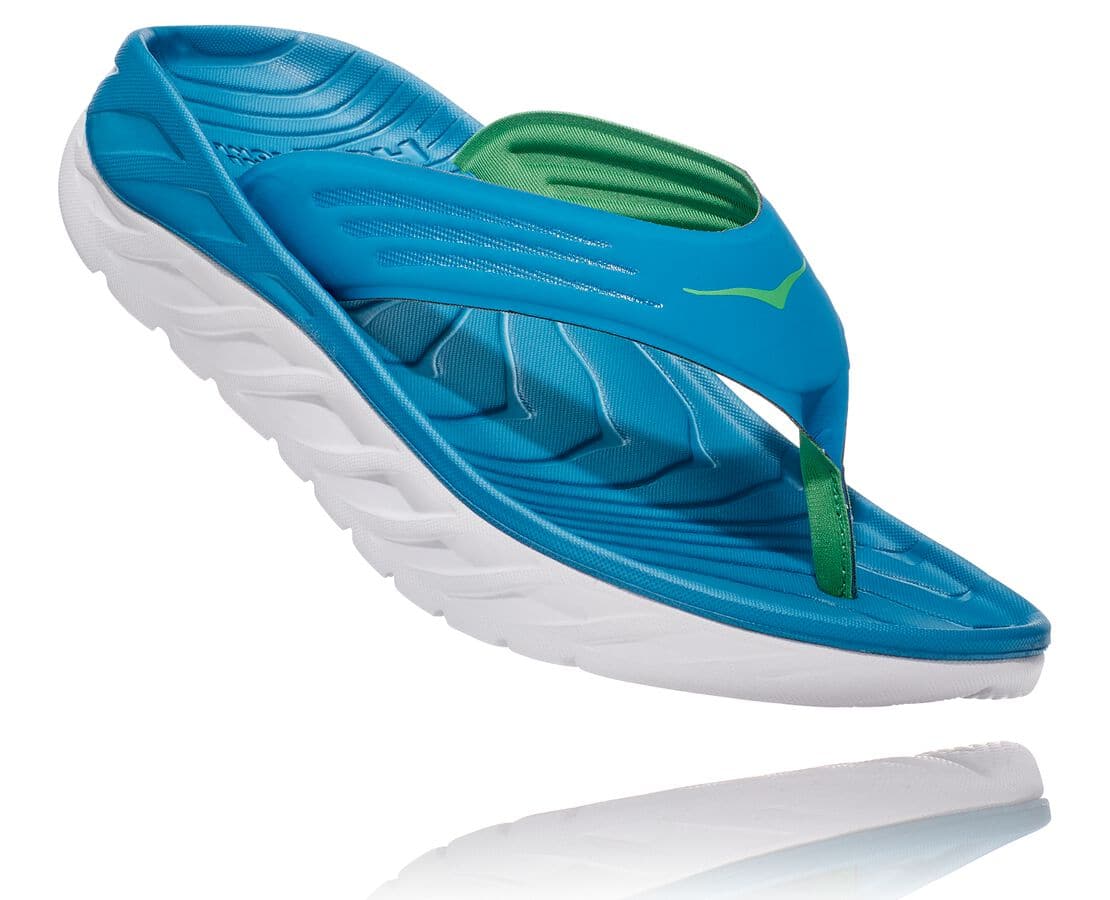 Hoka One One Ora Recovery Flip South Africa - Mens Recovery Sandals - Blue / Green,SQVME-3506